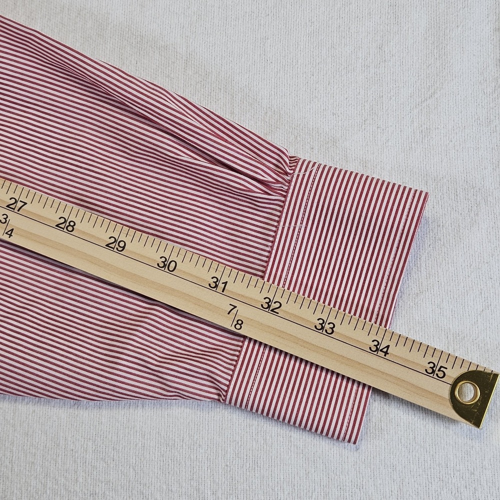 Brooks Brothers Red White Striped Long Sleeve Button Up Shirt Preppy Mens 17 4/5 - Picture 9 of 9